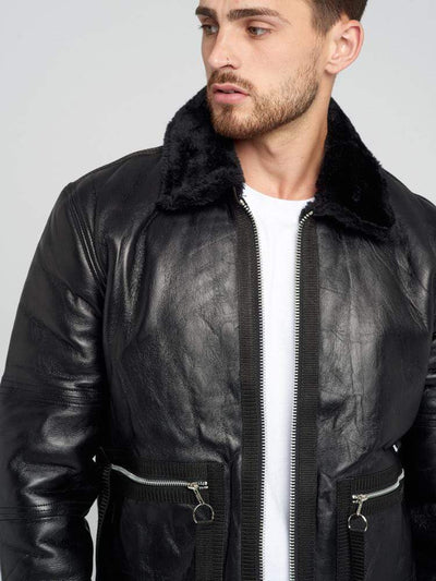 Sculpt Australia mens leather jacket Motorcycle Shearling Leather Jacket