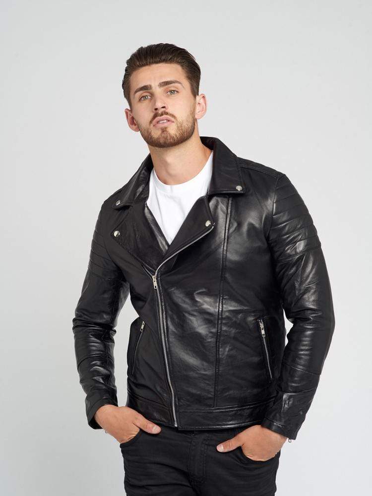 Sculpt Australia mens leather jacket Notch Collar Black Leather Jacket