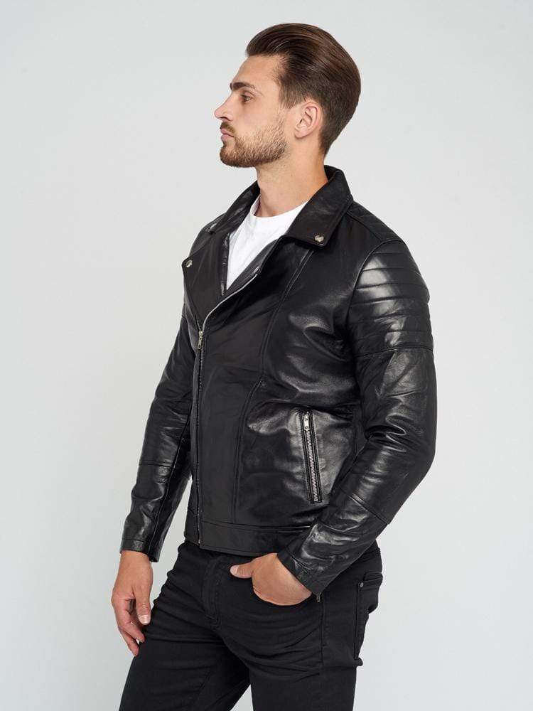 Sculpt Australia mens leather jacket Notch Collar Black Leather Jacket