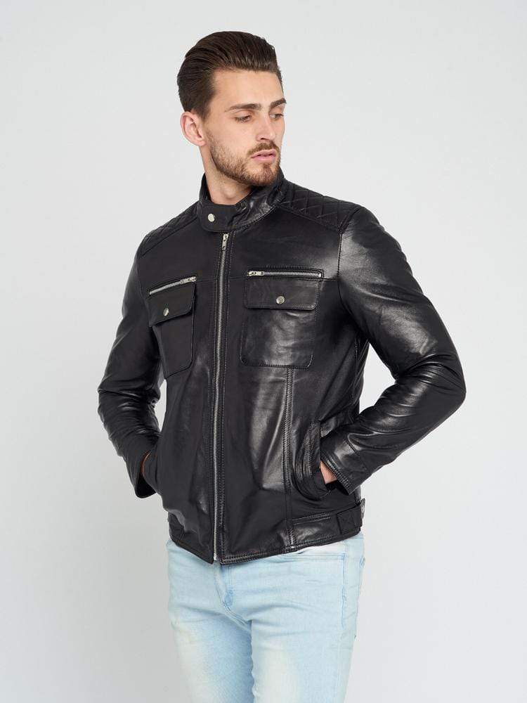 Sculpt Australia mens leather jacket Quilted Shoulder Leather Jacket