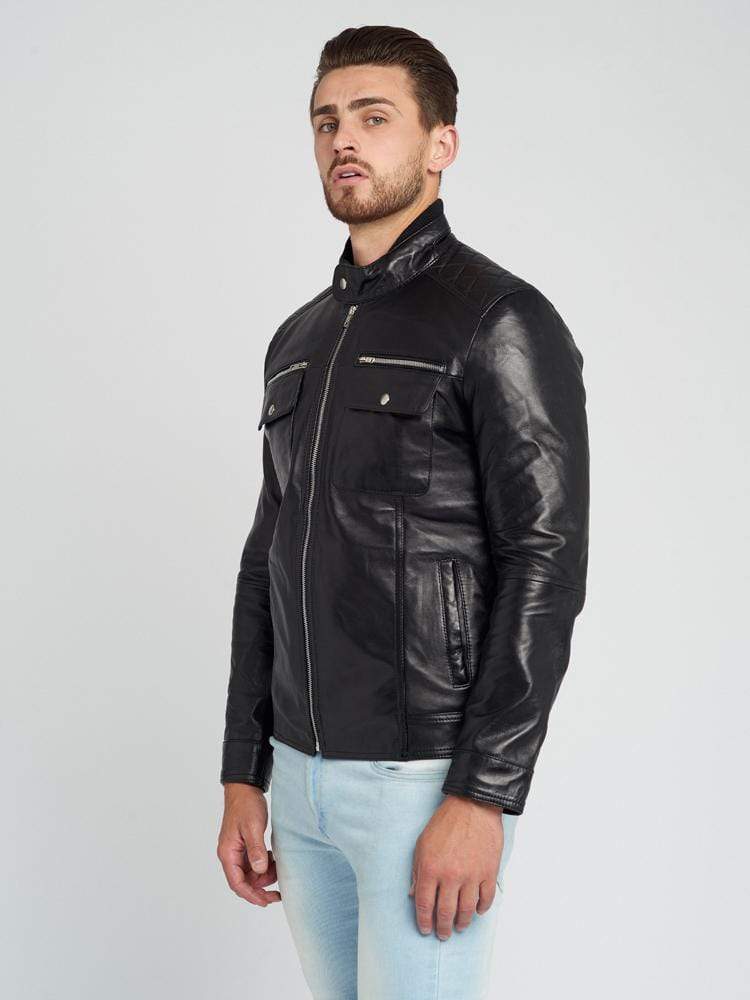Sculpt Australia mens leather jacket Quilted Shoulder Leather Jacket