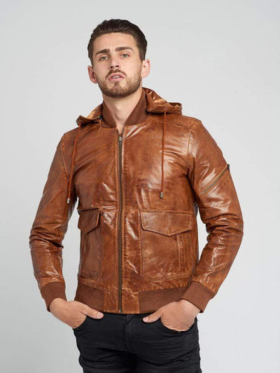 Sculpt Australia mens leather jacket Removable Hood Warm Leather Jacket