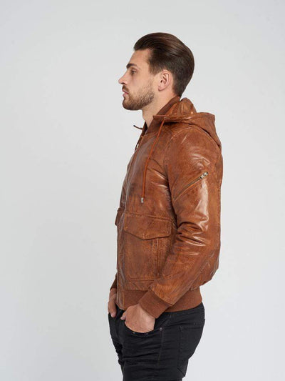 Sculpt Australia mens leather jacket Removable Hood Warm Leather Jacket