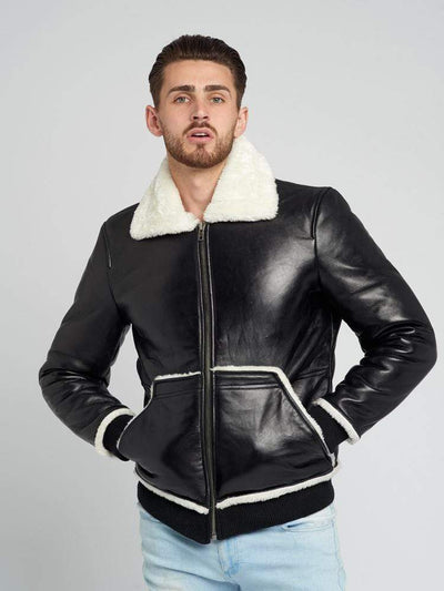 Sculpt Australia mens leather jacket Rib Cuff Fur Leather jacket