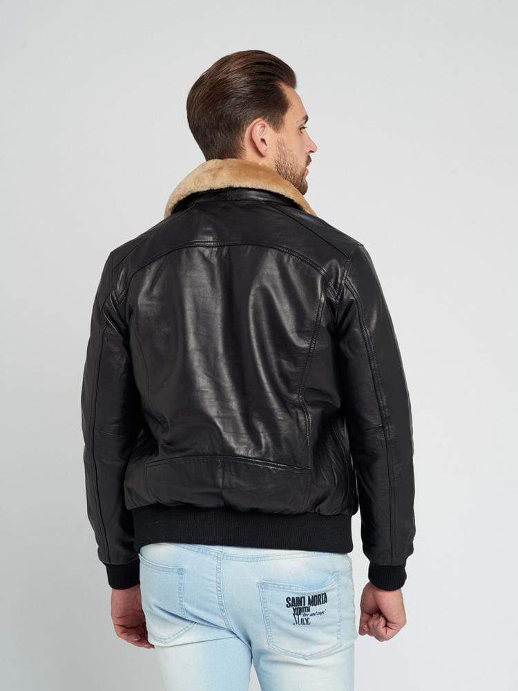 Sculpt Australia mens leather jacket Sam Fur Collared Leather Jacket