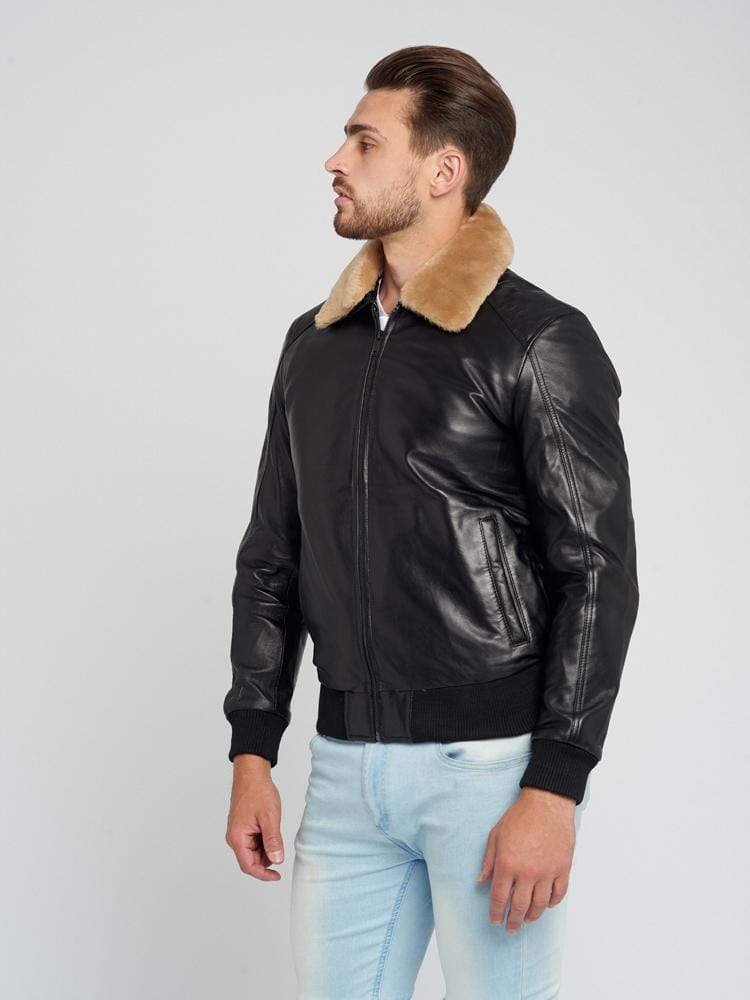 Sculpt Australia mens leather jacket Sam Fur Collared Leather Jacket