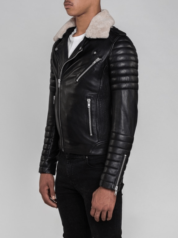 Sculpt Australia mens leather jacket Sawyer Fur Collared Leather Jacket
