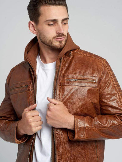 Sculpt Australia mens leather jacket Sculpt's Classy Hooded Leather Jacket