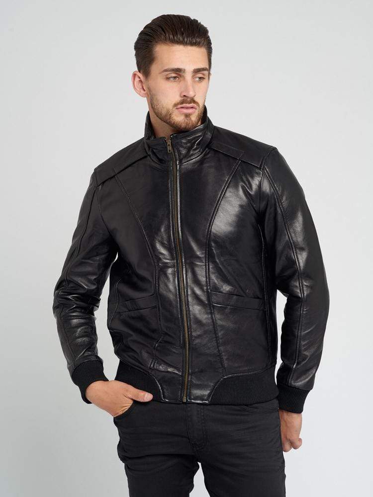 Sculpt Australia mens leather jacket Standing Collar Motorcycle Leather Jacket