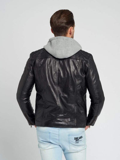 Sculpt Australia mens leather jacket Standout Black Hooded Leather Jacket