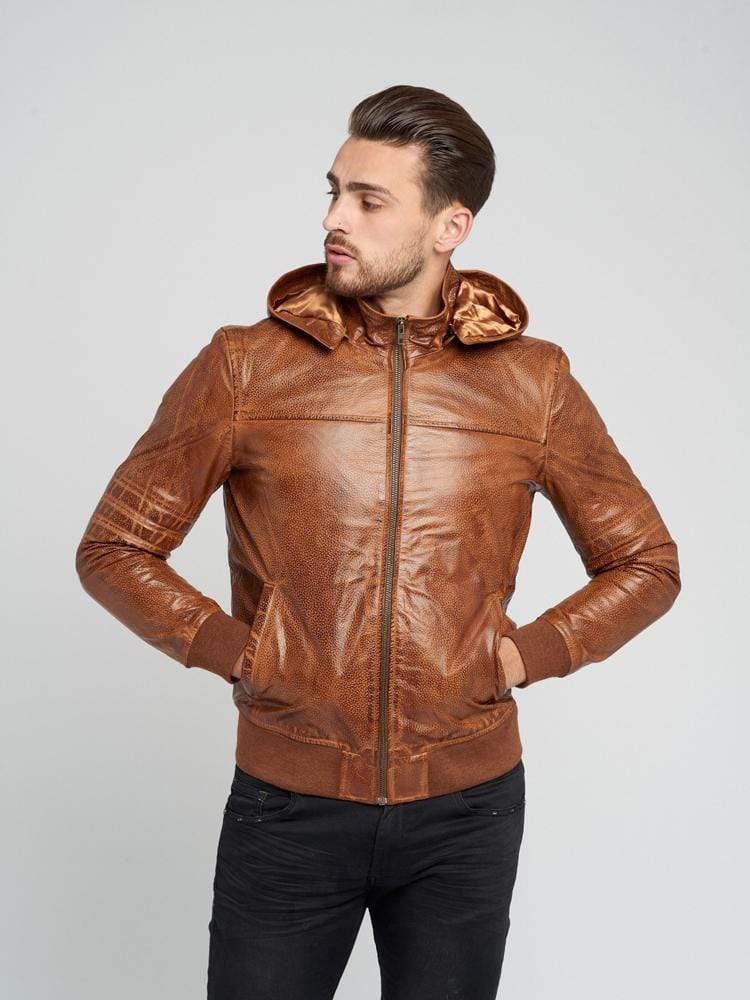 Sculpt Australia mens leather jacket Stylish Hooded Leather Jacket