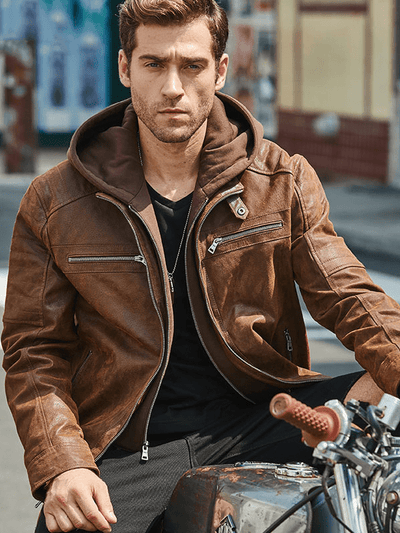 Sculpt Australia mens leather jacket Suede Classy Hooded Leather Jacket