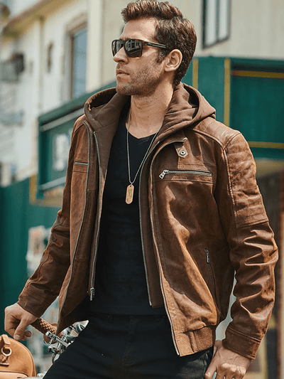 Sculpt Australia mens leather jacket Suede Classy Hooded Leather Jacket