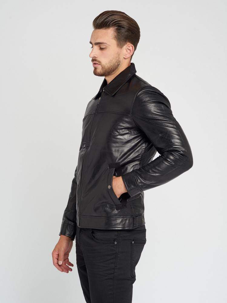 Sculpt Australia mens leather jacket Turn-down Collar Black Leather Jacket