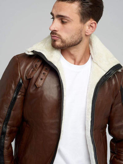 Sculpt Australia mens leather jacket Victor Brown Fur Leather Jacket