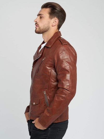 Sculpt Australia mens leather jacket Vintage Leather Brown Biker Jacket