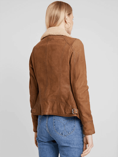 Aviva Wool Collared Leather Jacket