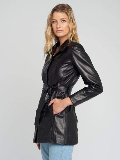 Sculpt Australia womens leather jacket Belted Black Leather Jacket