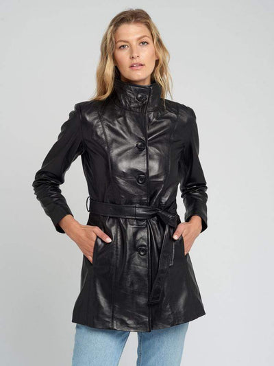 Sculpt Australia womens leather jacket Belted Black Leather Jacket