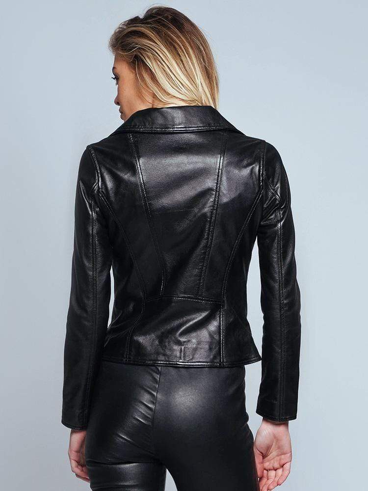 Biker Style Black Leather Jacket