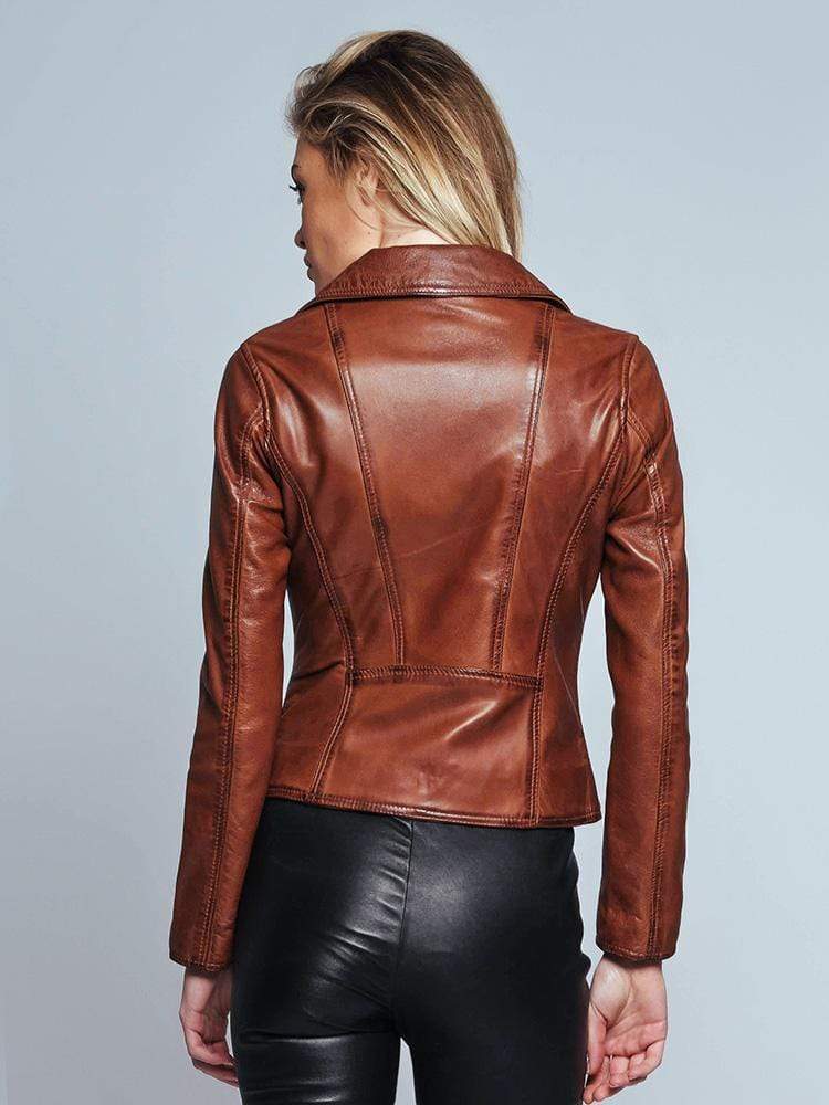 Biker Style Brown Leather Jacket