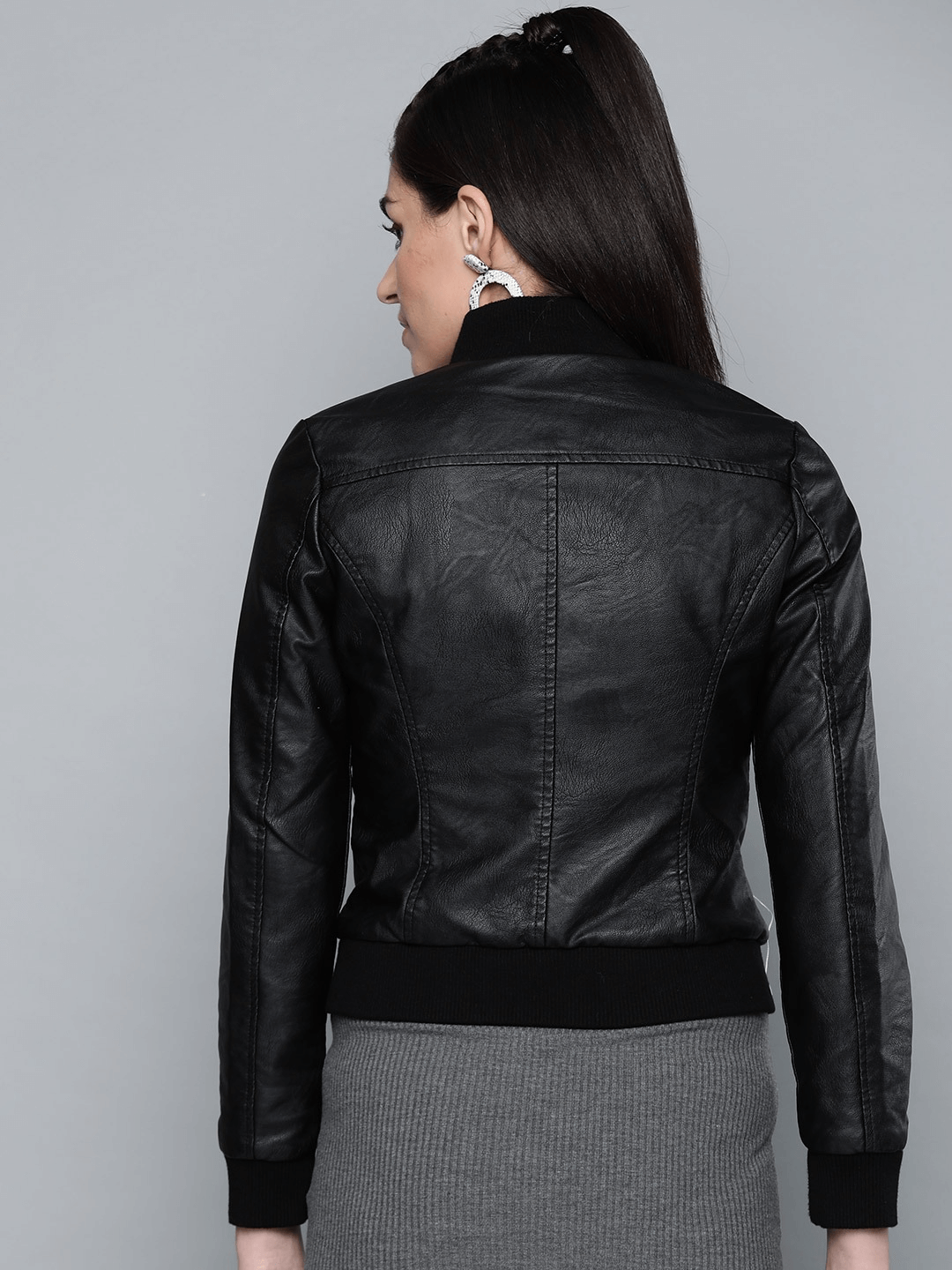 Sculpt Australia womens leather jacket Black Solid Bomber Leather Jacket