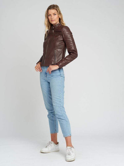 Sculpt Australia womens leather jacket Brown Quilted Leather Jacket