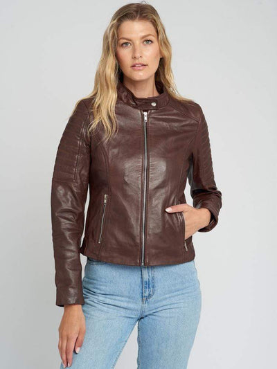 Sculpt Australia womens leather jacket Brown Quilted Leather Jacket