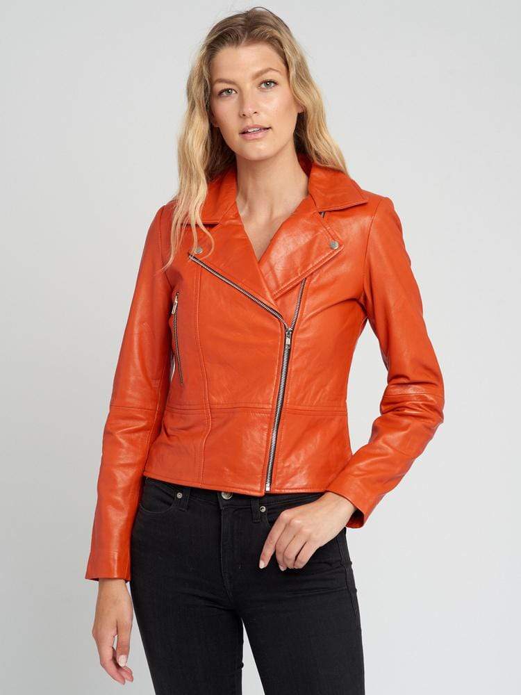 Sculpt Australia womens leather jacket Casual Orange Leather Jacket