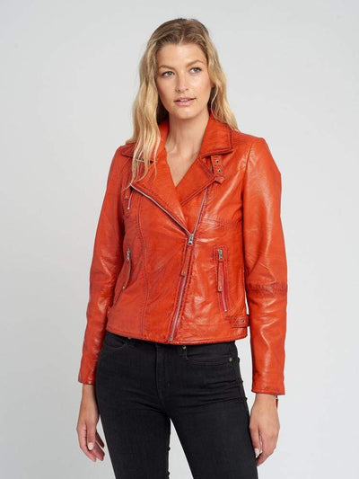 Sculpt Australia womens leather jacket Cathy Orange Leather Jacket