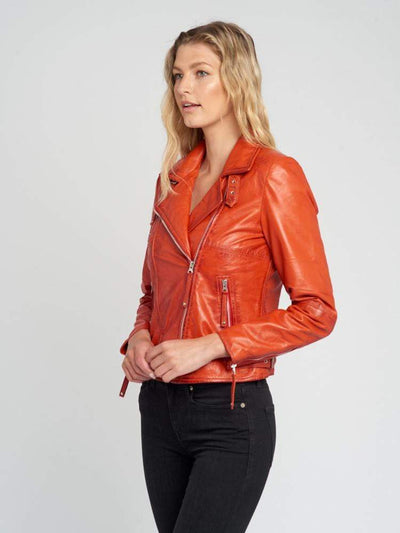 Sculpt Australia womens leather jacket Cathy Orange Leather Jacket