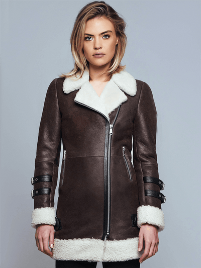 Chloe Brown Shearling Leather Jacket