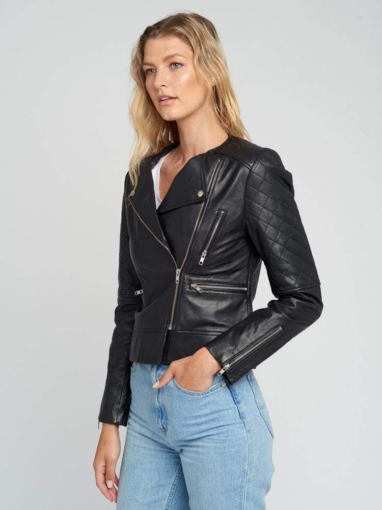Sculpt Australia womens leather jacket Classic Black Quilted Leather Jacket