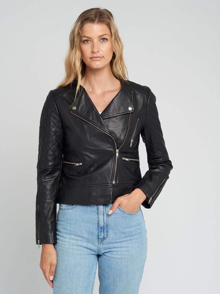 Sculpt Australia womens leather jacket Classic Black Quilted Leather Jacket