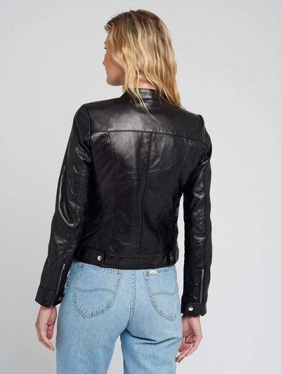Sculpt Australia womens leather jacket Classic Snap Tab Collar Leather Jacket
