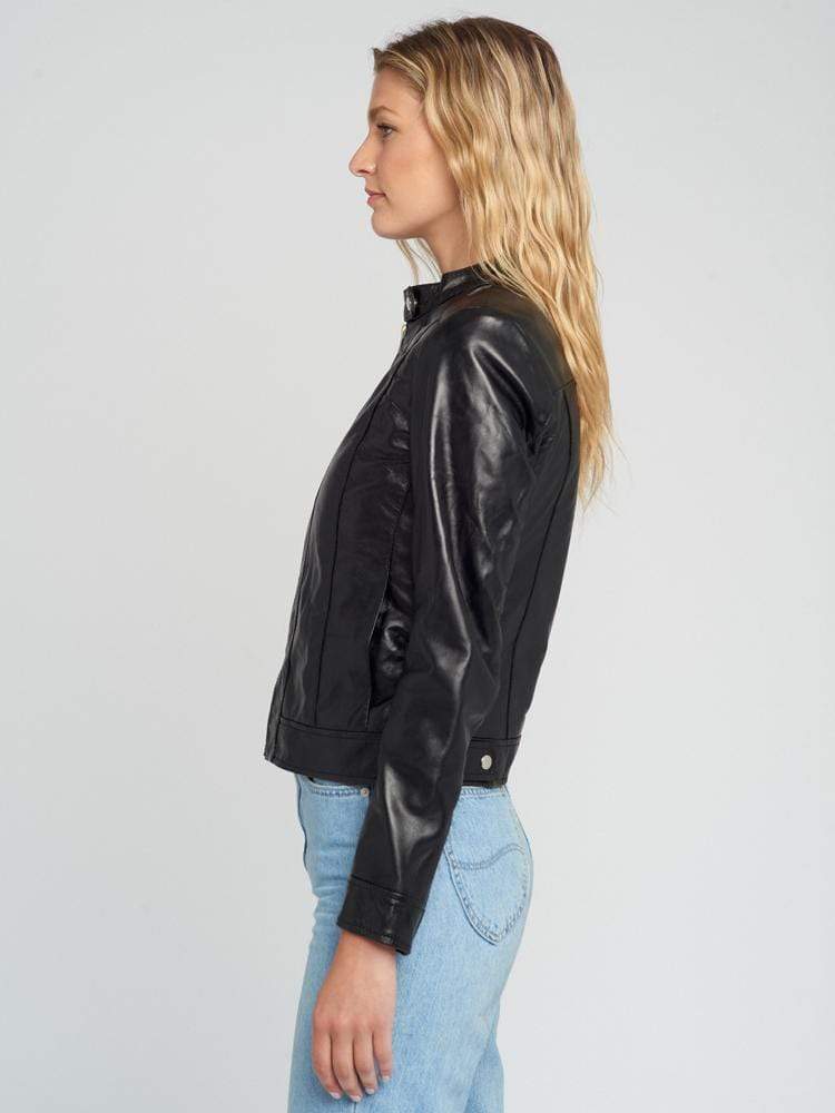 Sculpt Australia womens leather jacket Classic Snap Tab Collar Leather Jacket