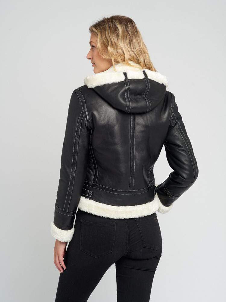 Sculpt Australia womens leather jacket Delia Detachable Fur Hood Leather Jacket