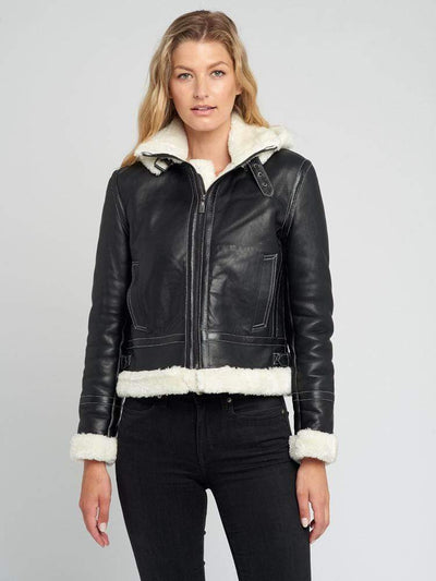 Sculpt Australia womens leather jacket Delia Detachable Hood Leather Jacket