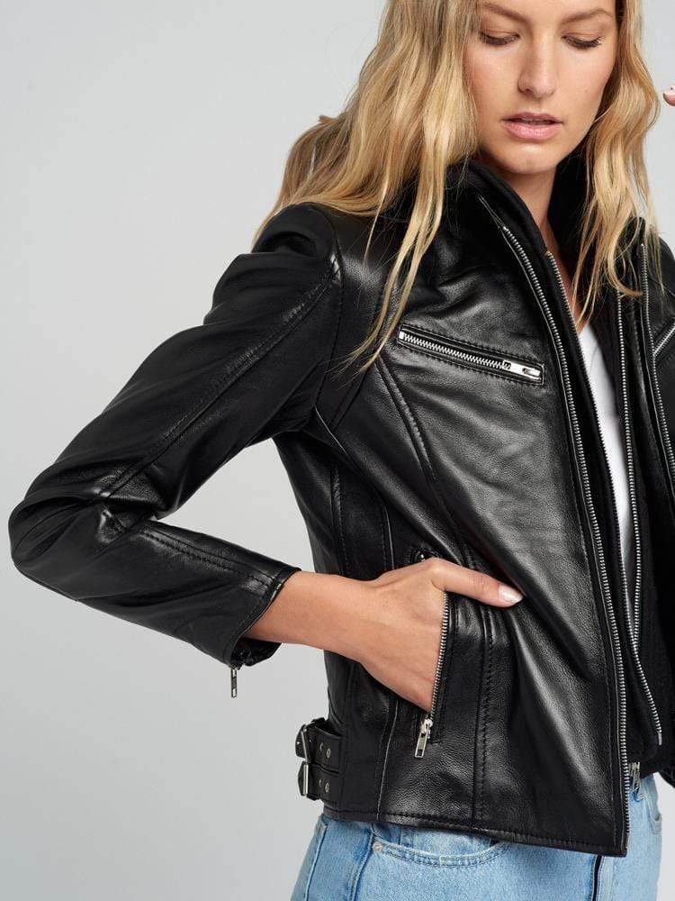 Sculpt Australia womens leather jacket Emma Hooded Leather Jacket