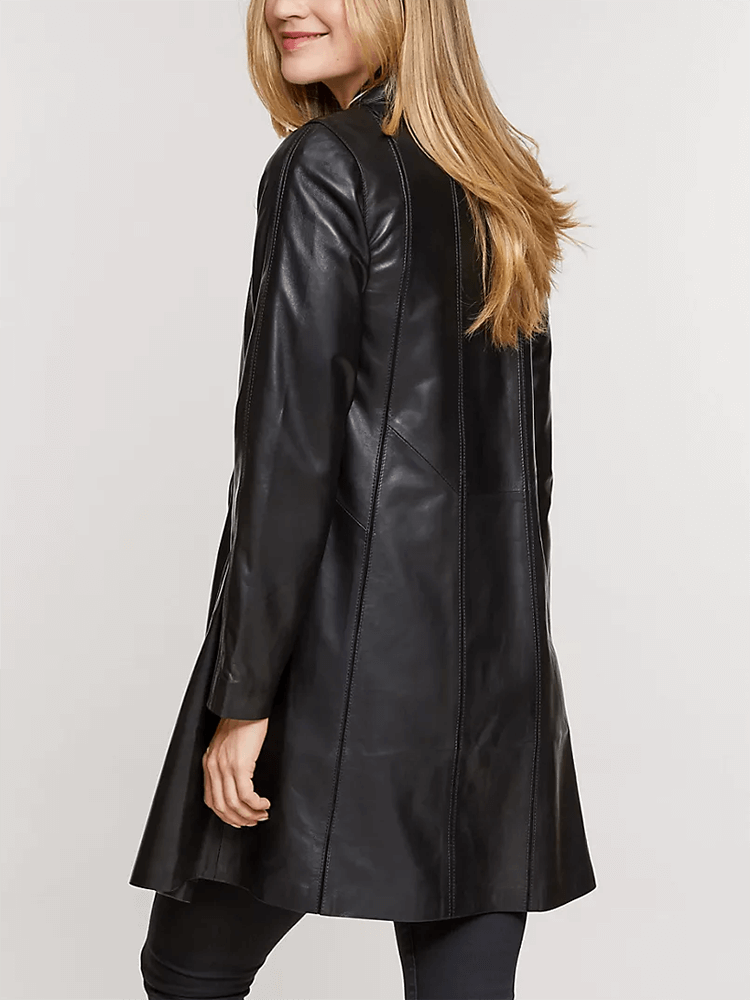 Eva Collared Leather Coat