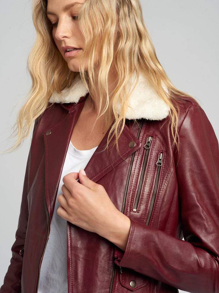 Sculpt Australia womens leather jacket Fur Collar women's Leather Jacket