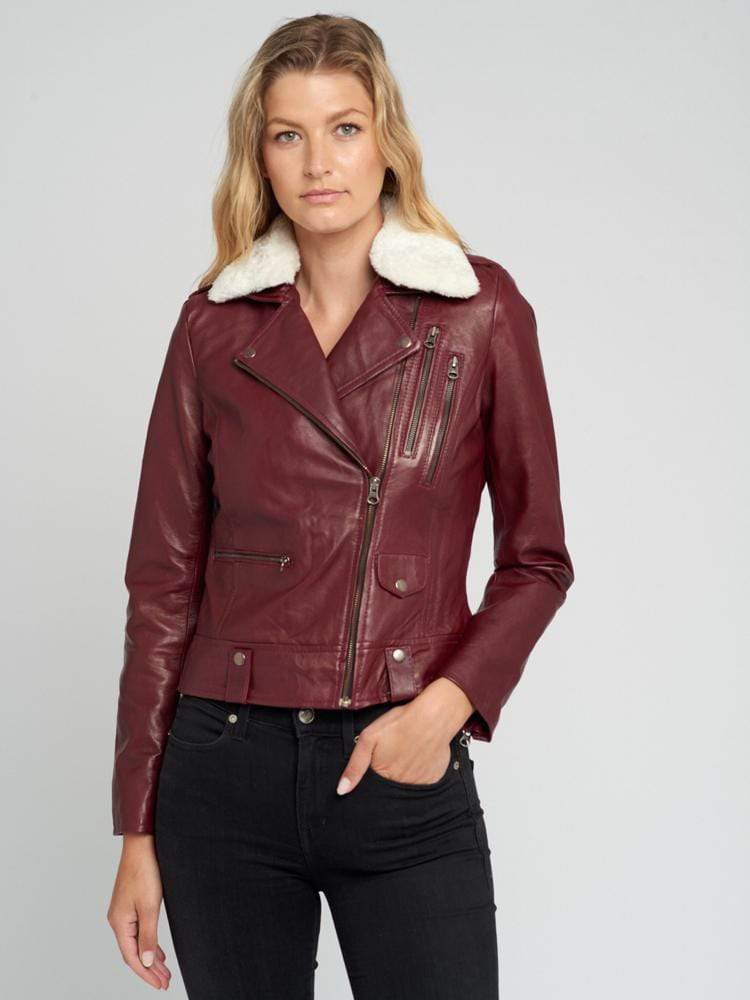 Sculpt Australia womens leather jacket Fur Collar women's Leather Jacket