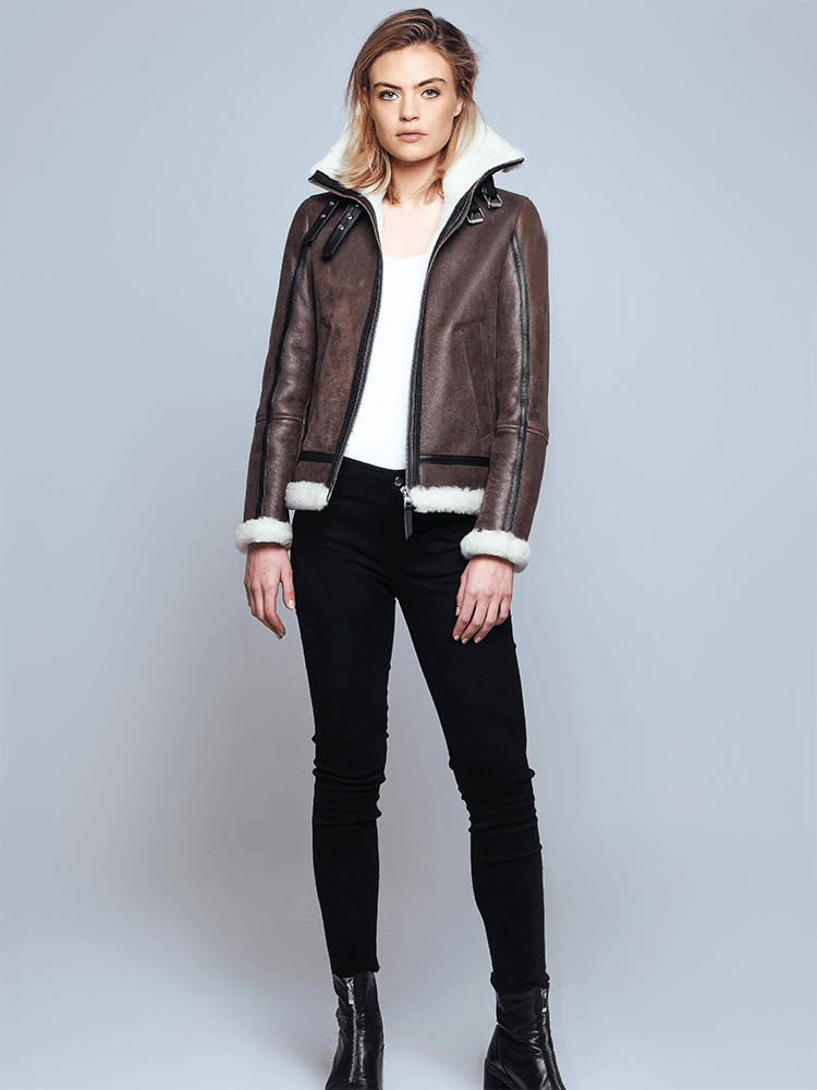 Hannah Brown Shearling Leather Jacket
