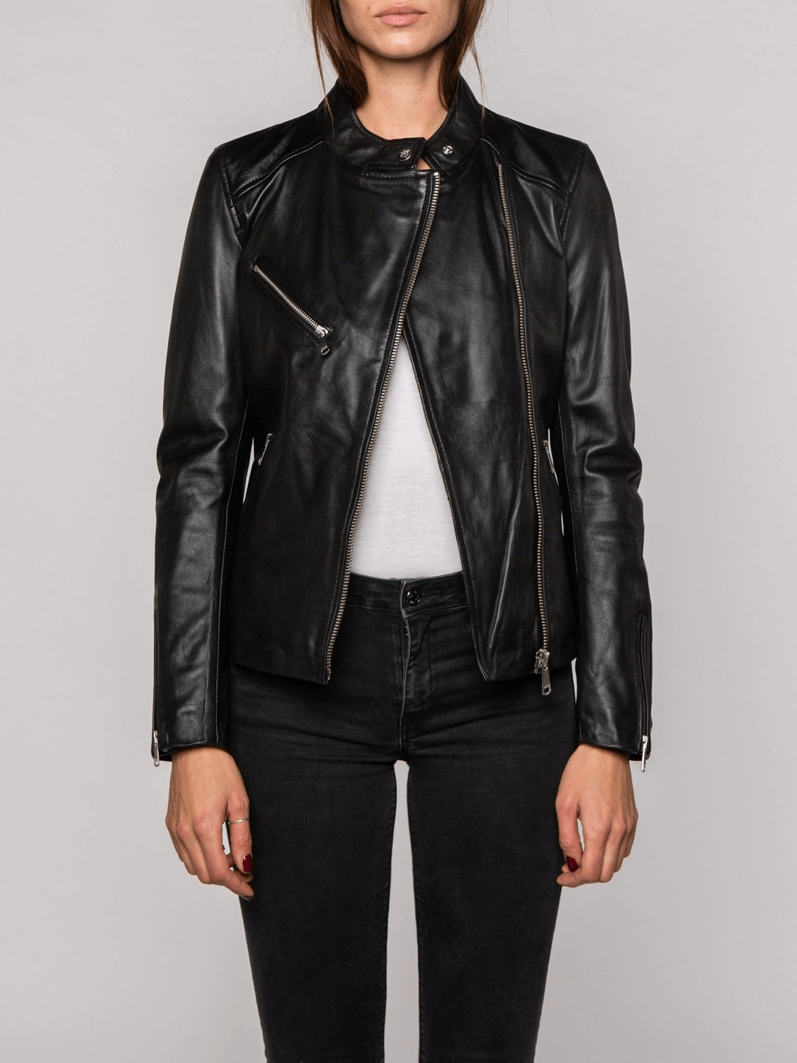 Harper Black Biker Leather Jacket