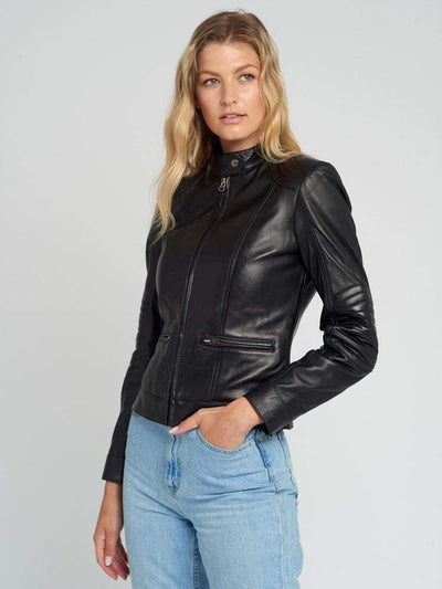 Sculpt Australia womens leather jacket Kathleen Quilted Shoulder Leather Jacket