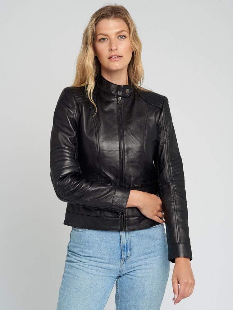 Sculpt Australia womens leather jacket Kathleen Quilted Shoulder Leather Jacket