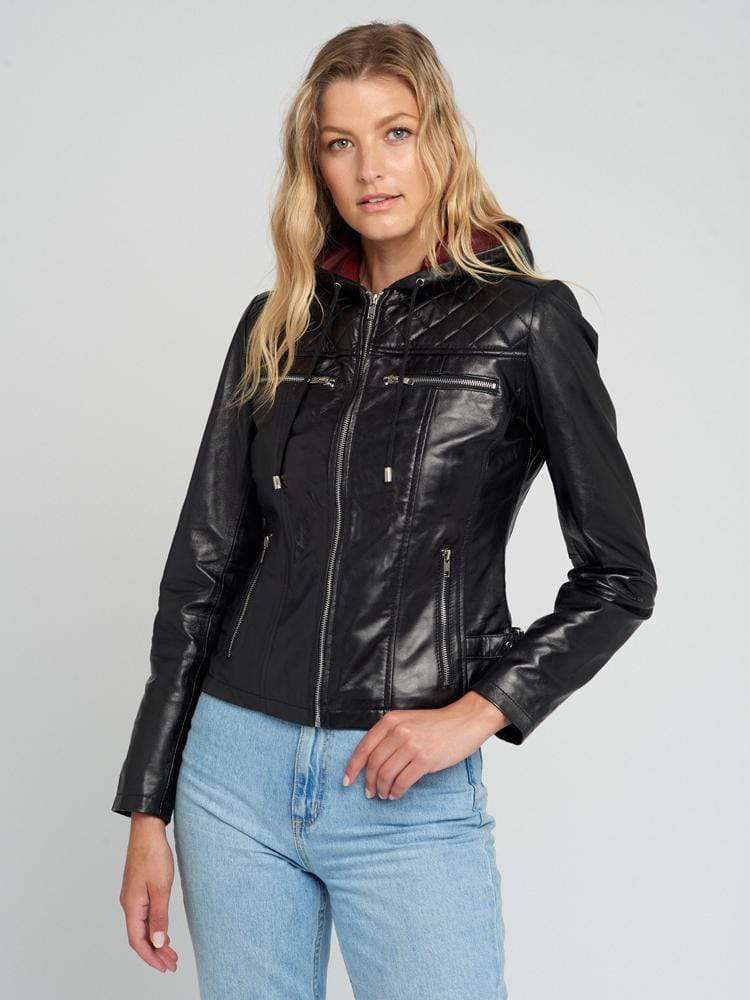 Sculpt Australia womens leather jacket Kendell Hooded Leather Jacket