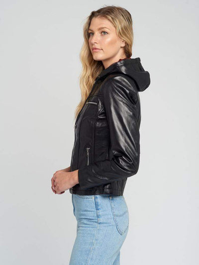 Sculpt Australia womens leather jacket Kendell Hooded Leather Jacket