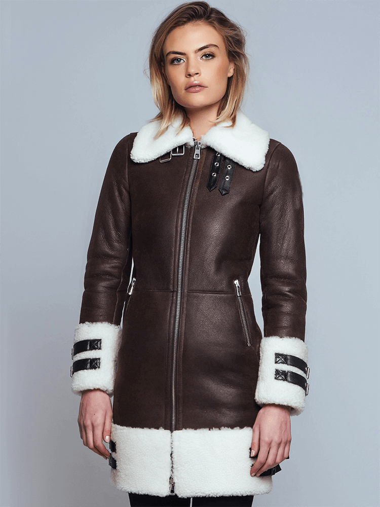 Lara Brown Shearling Leather Coat