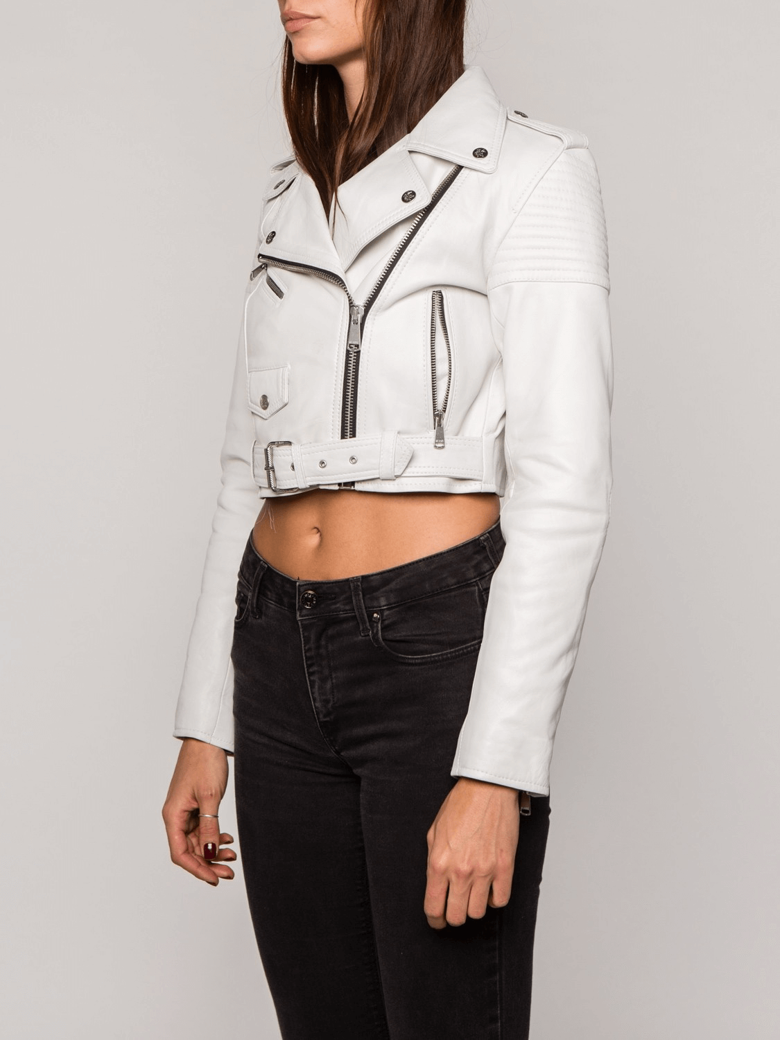 Lily White Biker Leather Jacket